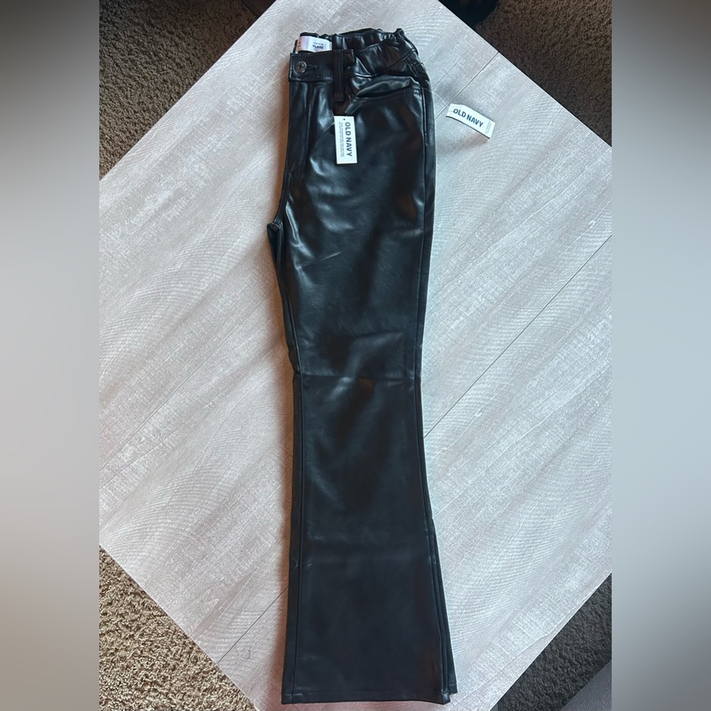 Old Navy Jet Black Flare Leather Pants